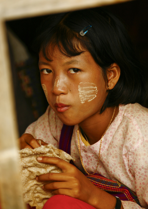 Girl With Thanaka On The Cheeks, Taunggyi, Myanmar