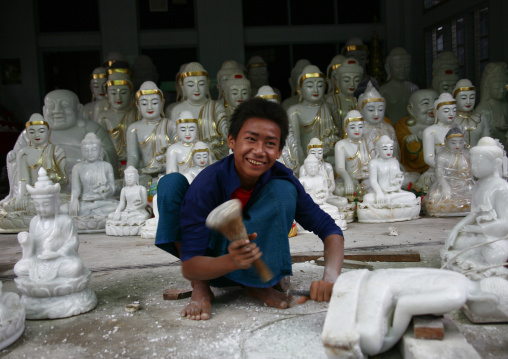 Stone Carving Work In Mandalay, Myanmar