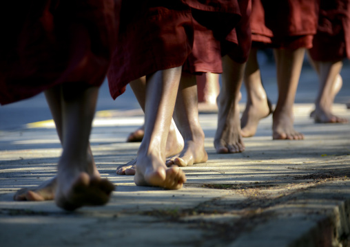 Buddhist Monks Feet In Bagan, Myanmar