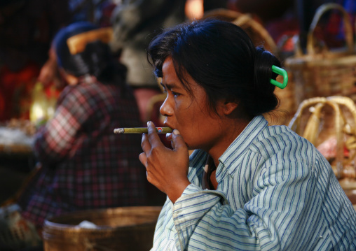 Smoking Woman In Bagan, Myanmar
