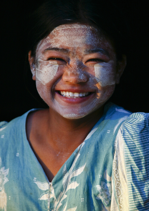Smiling Girl With Thanaka On Face, Bagan, Myanmar
