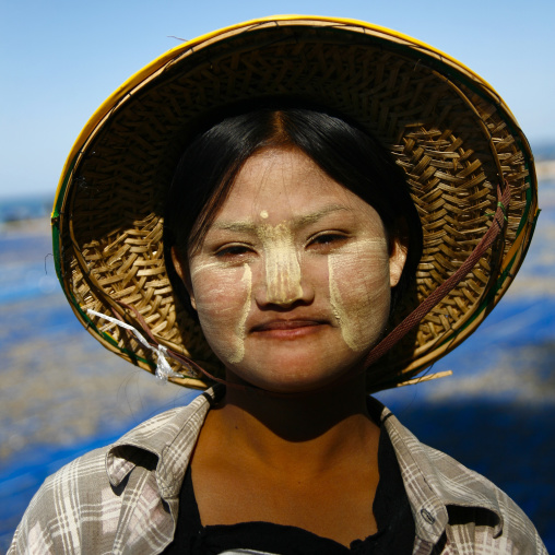 Woman With Thanaka On Cheeks, Ngapali, Myanmar