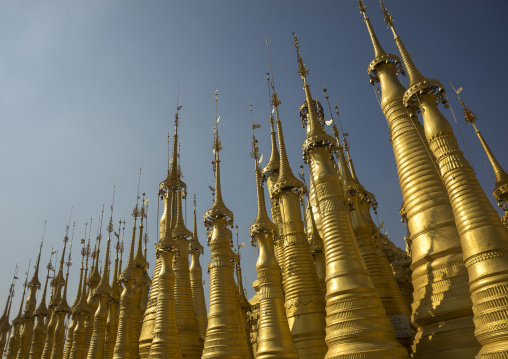 Golden Stupas In Shwe Indein Pagoda, Inle Lake, Myanmar