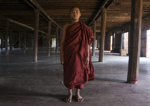 Novice Monk Inside A Monastery, Inle Lake, Myanmar