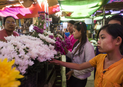 Women In The Flowers Market, Thandwe, Myanmar