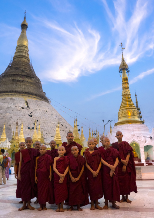 Novices In Shwedagon Pagoda, Yangon, Myanmar