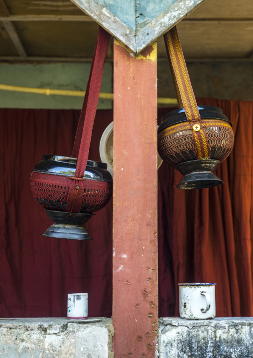 Drinking Water Jars In A Temple, Mrauk U, Myanmar
