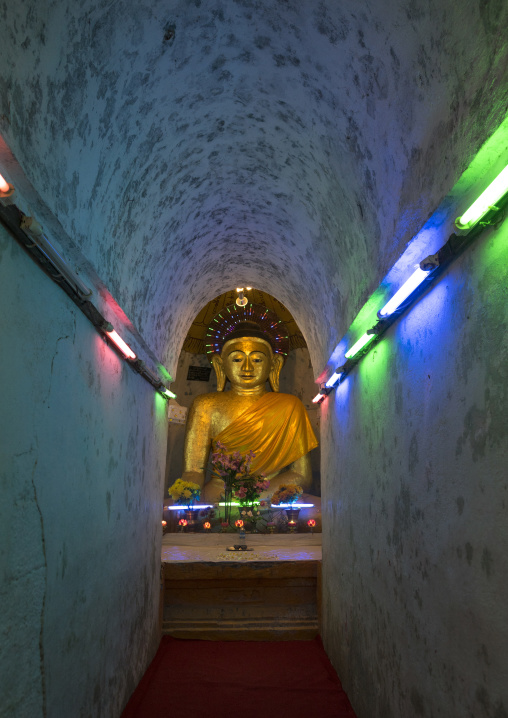 Golden Buddha Statue In Zina Manaung Pagoda, Mrauk U, Myanmar