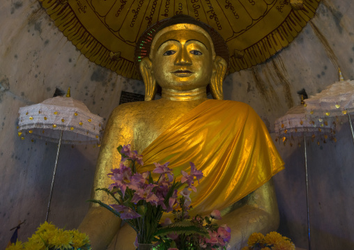 Golden Buddha Statue In Zina Manaung Pagoda, Mrauk U, Myanmar