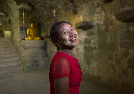 Burmese Girl Inside Htuk Kant Thein Temple, Mrauk U, Myanmar