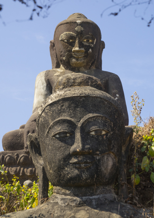 Giant Buddhas Statues Outside Kothaung Temple, Mrauk U, Myanmar