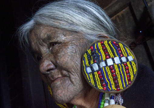 Yun Eian From Magan Tribe With Facial Tatoo, Mindat, Myanmar