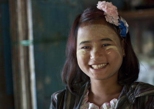 Young Burmese Girl Smiling, Sittwe, Myanmar