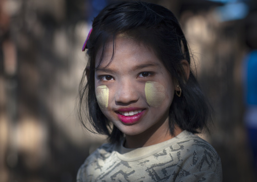 Girl With Thanaka On The Face, Mrauk U, Myanmar