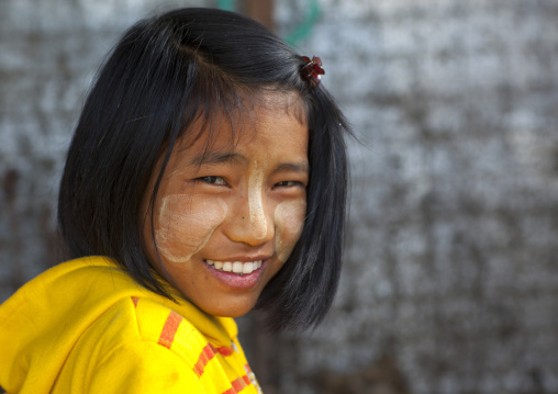 Smiling Young Chin Girl With Thanaka On The Face, Mindat, Myanmar