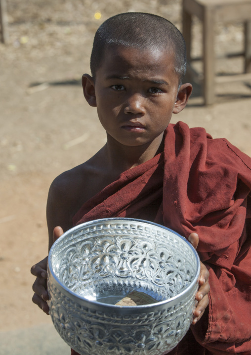 Young Novice With His Begging Bowl, Mindat, Myanmar