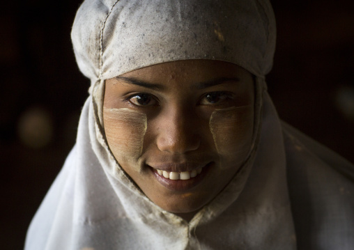 Smiling Rohingya Woman With A Muslim Veil, Thandwe, Myanmar