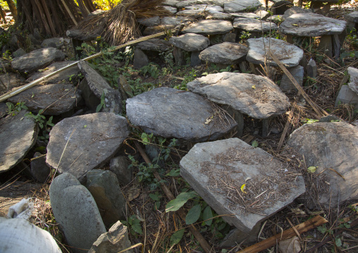 Traditional Cemetery Made Of Stones In Chin Tribe, Mindat, Myanmar