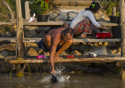 Man Washing Himself, Inle Lake, Myanmar