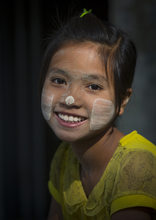 Girl With Thanaka On Cheeks, Ngapali, Myanmar