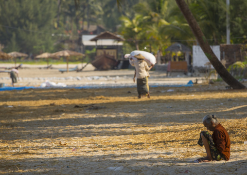 Old Woman On The Beach, Ngapali, Myanmar