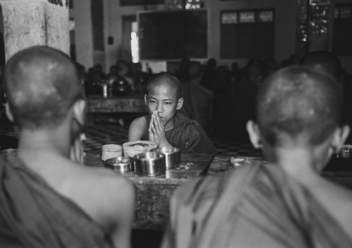 Young Novices Praying Before Eating, Mrauk U, Myanmar