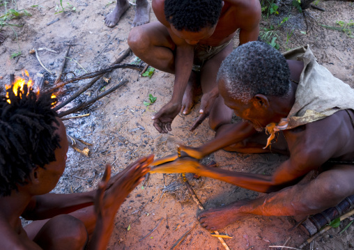 Bushmen Making Fire, Tsumkwe, Namibia