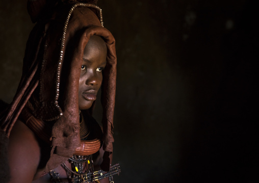 Woman Wearing Wedding Headdress In Himba Tribe, Epupa, Namibia