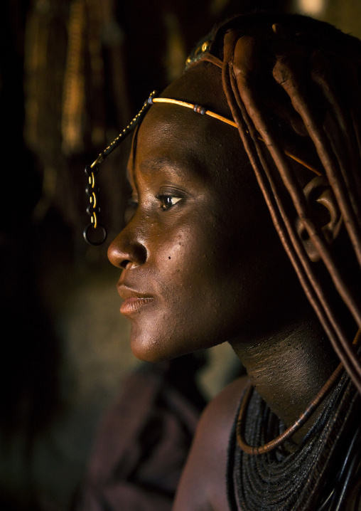 Himba Woman Inside Her Hut, Epupa, Namibia
