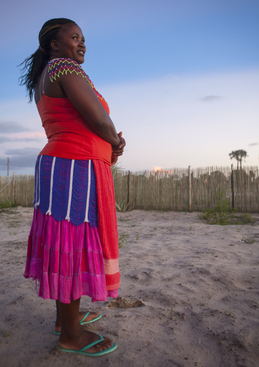 Ovambo Woman With Traditional Beaded Necklace, Ondangwa, Namibia