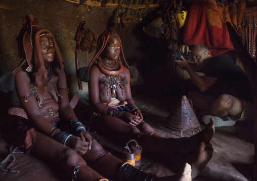 Himba Women Inside Their Hut, Epupa, Namibia