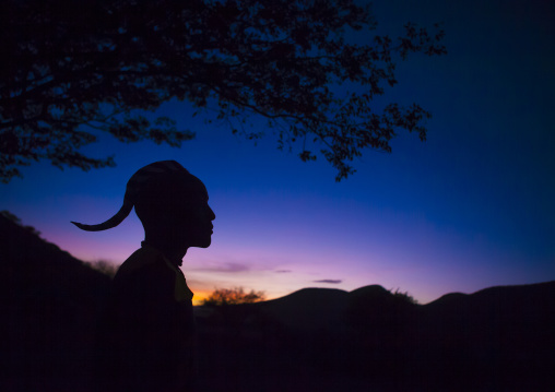 Himba Man Silhouette In The Sunset, Epupa, Namibia