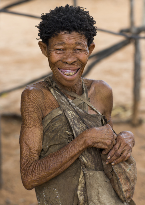 Bushman Woman With Traditional Hairstyle, Tsumkwe, Namibia