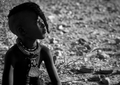 Young Himba Twin Girl With Ethnic Hairstyle, Epupa, Namibia