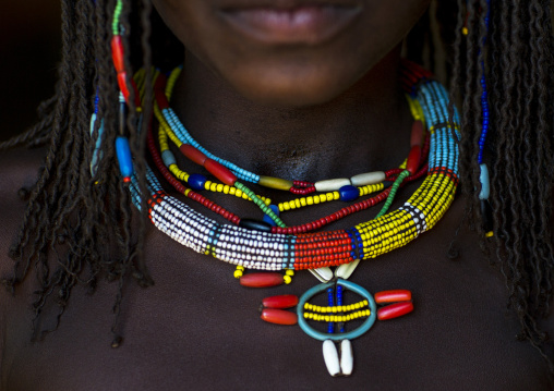 Mucawana Tribe Girl With Big Necklace, Ruacana, Namibia