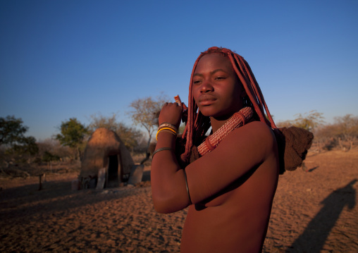 Himba Young Woman, Karihona Village, Ruacana Area, Namibia