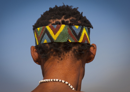 Bushman With  Beaded Headwear, Tsumkwe, Namibia