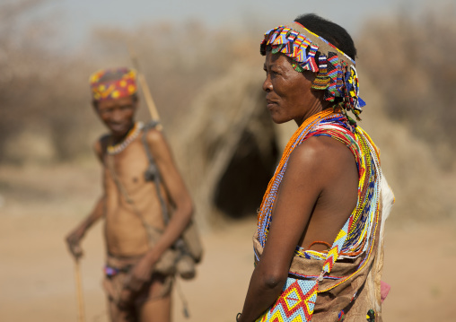 San Wearing Beaded Ornaments, Namibia