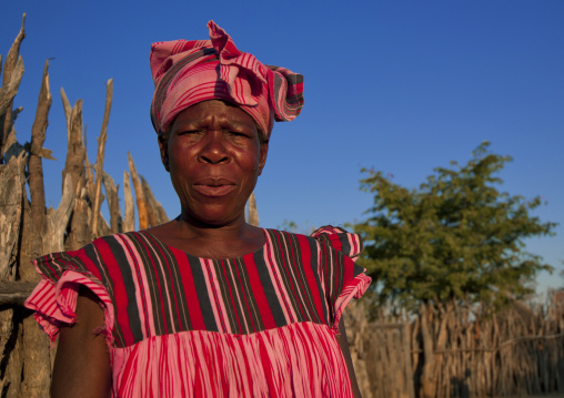 Ovambo Woman In Traditional Clothes, Ruacana Area, Namibia
