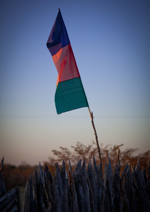 Flag Of A Political Party In An Ovambo Village, Ruacana Area,  Namibia