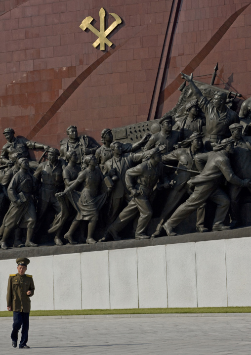 North Korean soldier in Mansudae Grand monument, Pyongan Province, Pyongyang, North Korea