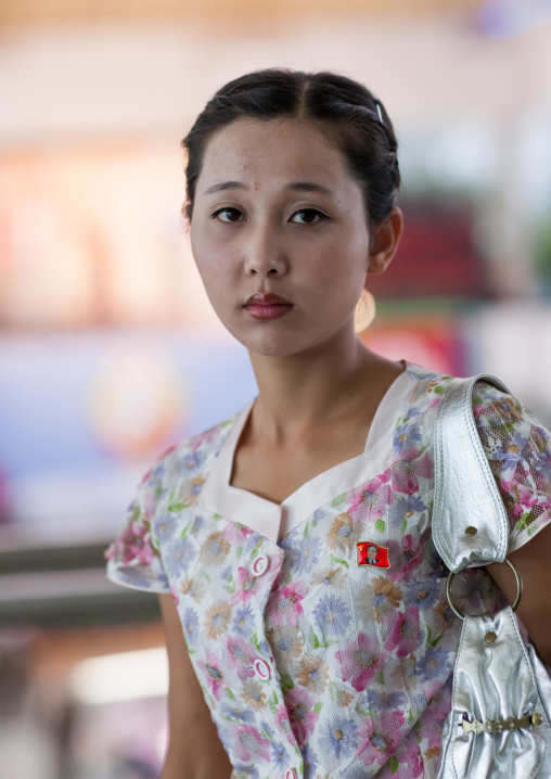 Portrait of a North Korean woman, Pyongan Province, Pyongyang, North Korea