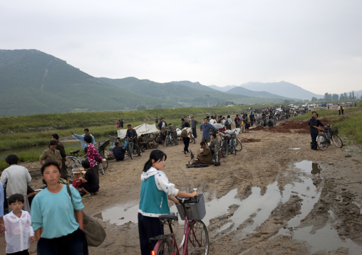 Muddy market in the countryside, North Hwanghae Province, Kaesong, North Korea