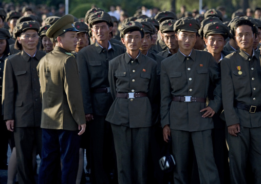 North Korean soldiers in the street, Pyongan Province, Pyongyang, North Korea