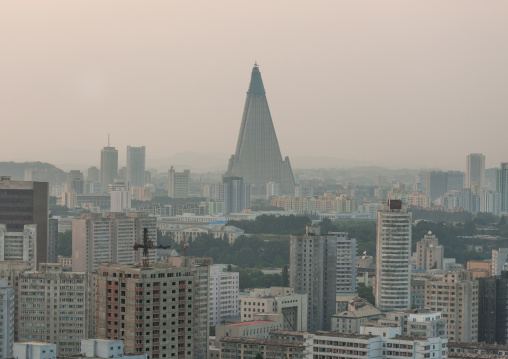 The pyramid-shaped Ryugyong hotel, Pyongan Province, Pyongyang, North Korea