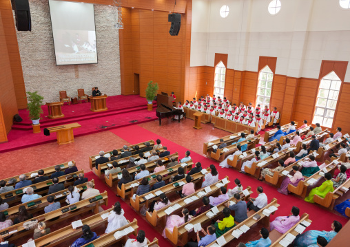 Sunday mass in protestant Bongsu church, Pyongan Province, Pyongyang, North Korea