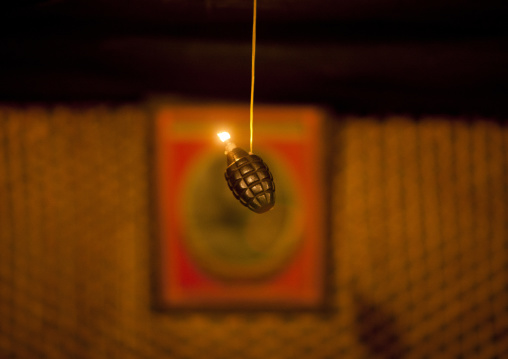 Grenade used as a lamp inside the victorious fatherland liberation war museum, Pyongan Province, Pyongyang, North Korea