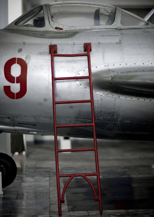 Ladder on a war plane in the victorious fatherland liberation war museum, Pyongan Province, Pyongyang, North Korea