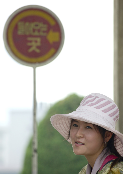 North Korean woman with a hat, Pyongan Province, Pyongyang, North Korea