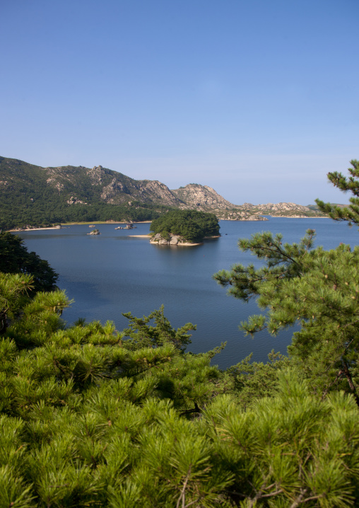 Small island in the middle of a lagoon in samil lake, Kangwon-do, Kumgang, North Korea